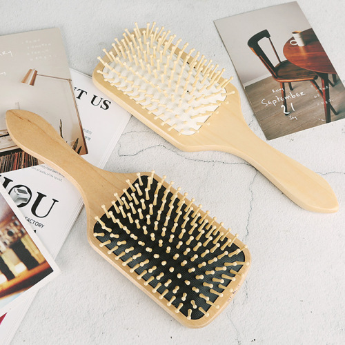 Small Square Plate Wooden Needle Airbag Square Small Square Plate Comb Theaceae Wooden Comb Hairdressing Comb Straight Hair Tangle Teezer in Stock Wholesale