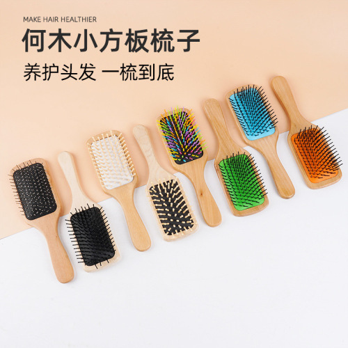 spot wholesale lotus wood small square plate comb wooden needle balloon comb hair comb