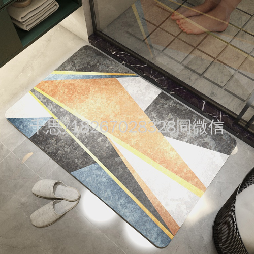Qiansi Rectangular Quick-Drying Foot Mat Toilet Bathroom Entrance Floor Mat Bathroom Non-Slip Household Soft Diatom Mud Absorbent Pad