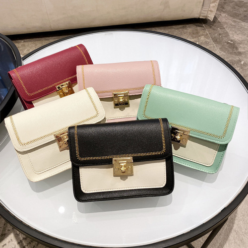 spot new women‘s bag winter korean embroidery thread color matching chain lock small square bag one shoulder crossbody cell phone bag tide