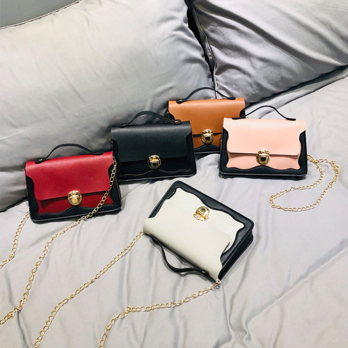 spot contrast color lace small square bag foreign trade wholesale summer and autumn new women‘s bag cover chain lock mobile phone small bag