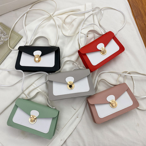 Spot Shoulder Bag Women‘s Shoulder Contrast Color Small Square Summer and Autumn New Collection Personality Crossbody Shoulder Mobile Phone Coin Purse