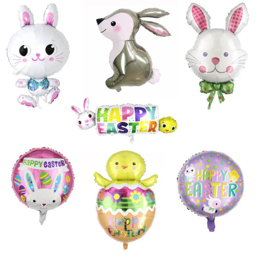 new easter shape aluminum film balloon rabbit chick easter party decoration arrange easter balloons