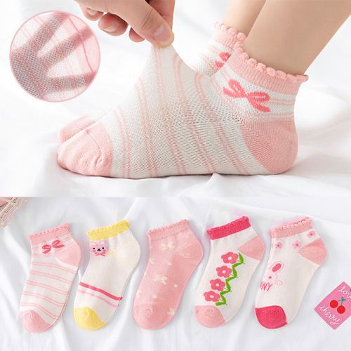 Popular Boat Socks Bow Mesh Baby Baby‘s Socks Red Room Socks Lace Spring and Summer Girl Children‘s Socks