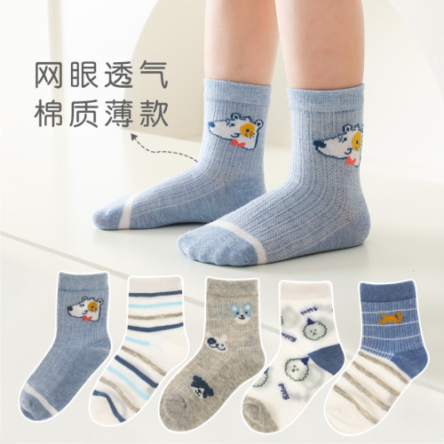 Spring summer Mesh Thin Children‘s Socks Cartoon Mid-Calf Children‘s Socks Combed Cotton Children‘s Class A Boys‘ and Girls‘ Cotton Socks 7