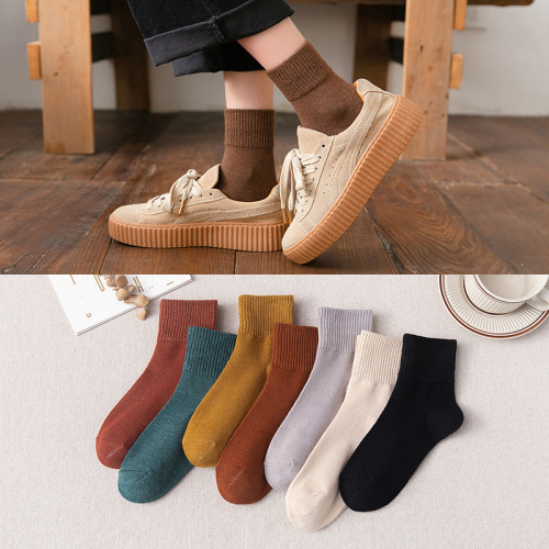 Autumn and Winter New Socks Women‘s Preppy Style Cotton Socks Medium Thick Loose Mouth Women‘s Stockings One-Piece Delivery 