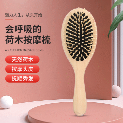He Wooden Comb Creative Color Oval Anti-Static Airbag Comb Scalp Meridian Massage Cushion Comb Factory Wholesale