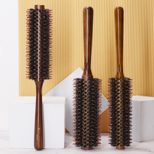 factory direct sales bristle comb pear flower head hair styling beauty cylinder roller comb hair comb hair curling comb