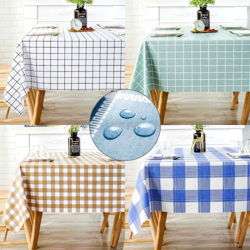 Cross-Border Universal Waterproof and Oil-Proof Plastic PVC Table Cloth nordic Ins Printed Plaid Thickened round Table Disposable Tablecloth