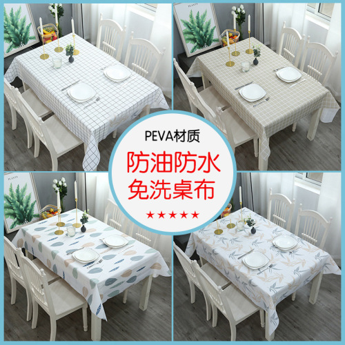 Home Nordic Tablecloth Modern Simple Style Tablecloth Fruit Anti-Scald Waterproof Oil-Proof disposable PVC Plaid Tablecloth 