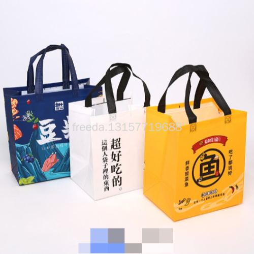 source factory non-woven handbag custom logo thickened takeaway grocery bag hot pressing film packing bag wholesale