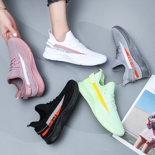 2022 Flying Needle Dense Net Leisure Sports High Elastic Lightweight Women‘s Shoes Lace-up Loafers Clear Frestec Woven Women‘s Shoes