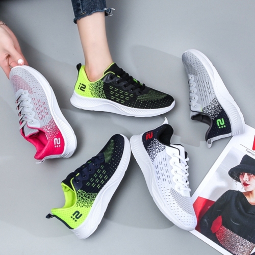 women‘s shoes 2022 summer new korean style breathable flyknit student sports shoes women‘s soft bottom lightweight women‘s running shoes
