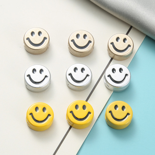 Factory Wholesale Yellow Smiley Face Scattered Beads Subnet Red Same Acrylic Bead Ornament Accessories Bracelet Pendant Beads Accessories