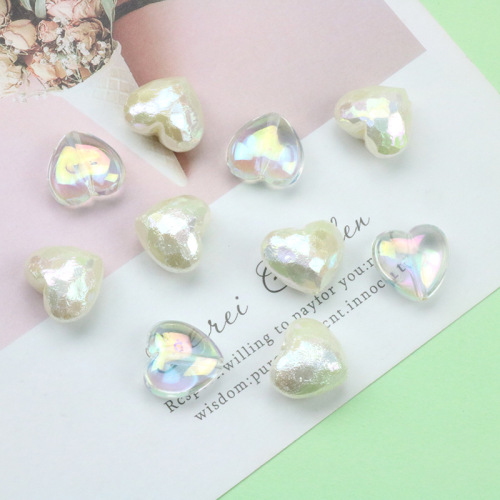 resin imitation pearl color love pearl transparent ab color pearl beaded straight hole perforated beads diy jewelry accessories