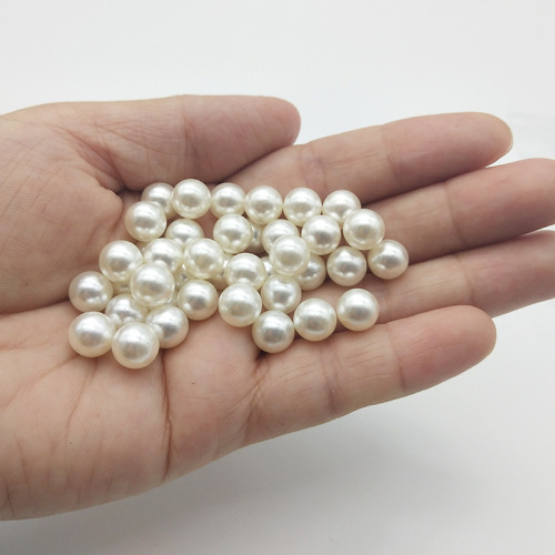 Non-Porous ABS Plastic Pearl Beige White Handmade DIY Jewelry Accessories Material Bulk Artificial Imitation Pearl 8mm
