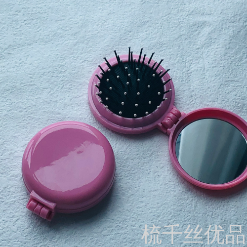 Folding Small Comb Cute Flip Comb Portable Mirror Comb Integrated Girl Air Cushion Comb Mini Cartoon Makeup Mirror