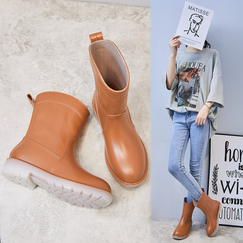 Fashion Women‘s Rain Boots Cross-Border Mid-Calf Korean Style Non-Slip Adult Rain Boots Rubber Shoes Overshoes Pstic Rain Shoes water Boots