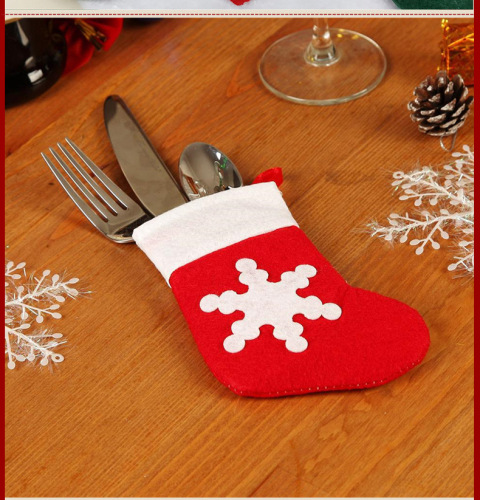 Christmas Table Decoration Christmas Tableware Set Knife Fork Bag Snowflake small Socks Tableware Set Christmas Hot
