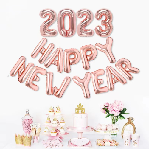 Happy New Year Aluminum Balloon 2023 Party Decoration 16-Inch HappyNewYear Letter Set Balloon