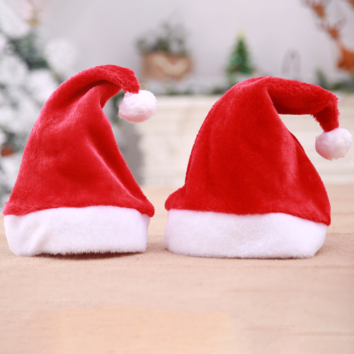 Christmas Decorations Gift Short Plush Santa Claus Hat Wholesale Adult and Children Christmas Hat