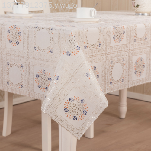 european tablecloth waterproof and oil-proof color bronzing tablecloth household pvc lace tablecloth wholesale
