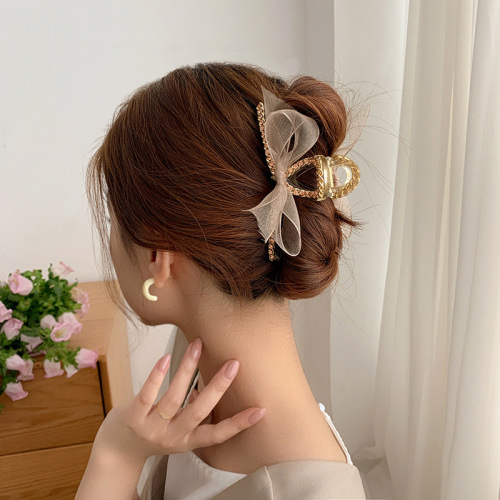 french temperament hairpin clip mesh lace bow rhinestone barrettes top clip hair grip korean super fairy headdress female