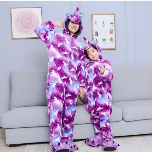 flannel toilet cute cartoon cartoon unicorn tianma one-piece pajamas parent-child couple children‘s homewear