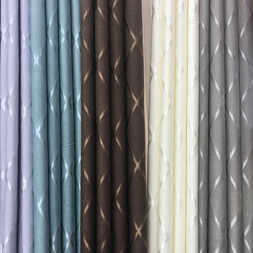Strong Shade Cloth Classic Simple Curtain Silk Hemp Cloth Diamond Embroidered Plaid Factory Wholesale