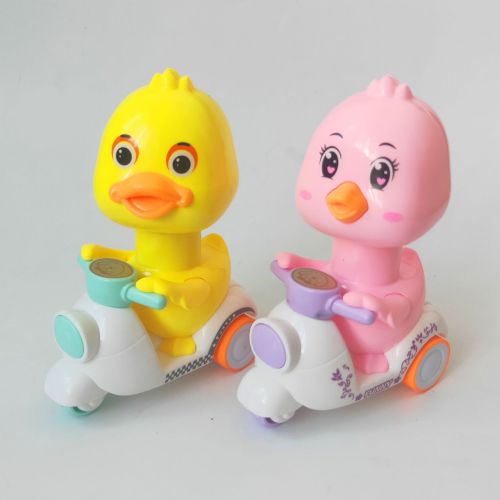 press type little yellow duck toy pull back car boy motorcycle car baby inertia car tiktok same style