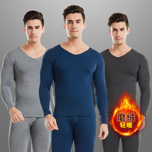 cationic men‘s thermal underwear slim fit v-neck long underwear long johns suit quick heat fiber men‘s thermal underwear