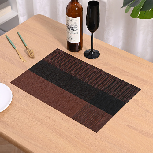 Bamboo Gradient Color Teslin Western-Style Placemat New Woven Waterproof Oil-Proof Thermal Shielded Pad Horizontal Stripes Dining Table Cushion