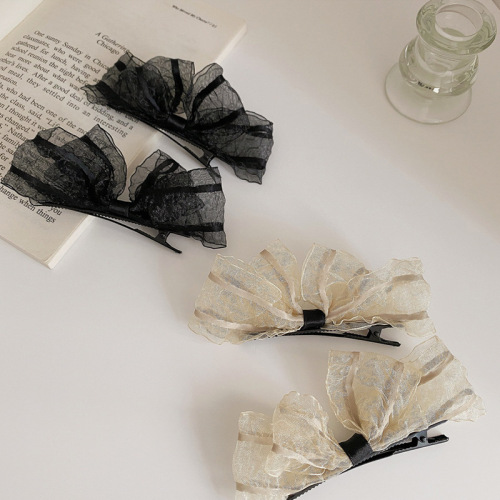 new girl cute lace bow hairpin left and right side clip duckbill clip headdress hair accessories