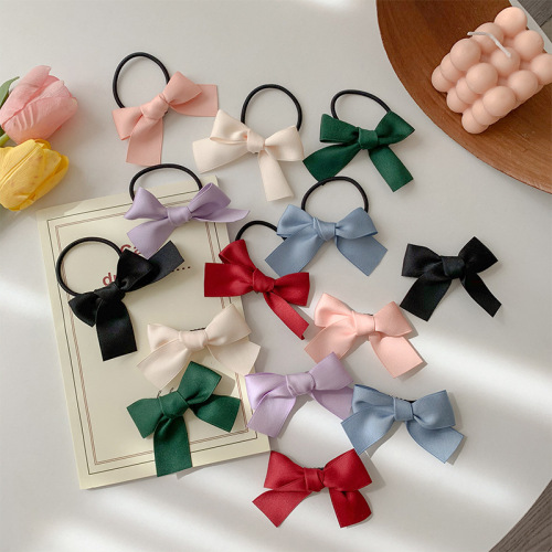 Satin Red Bow Hair Rope Hairpin Small Black Side Clip Girl Double Ponytail Hair Rope Hair Ring Bangs Clip