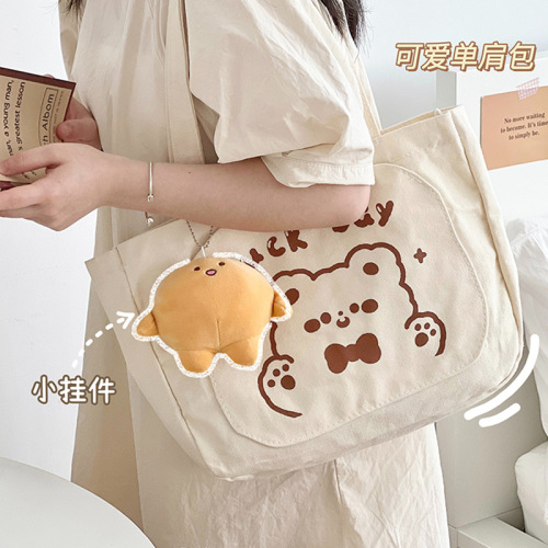 Original Ins Simple All-Match Shoulder Bag Canvas Bag College Student Class Backpack Bag Cute Shopping Bag Shoulder Bag