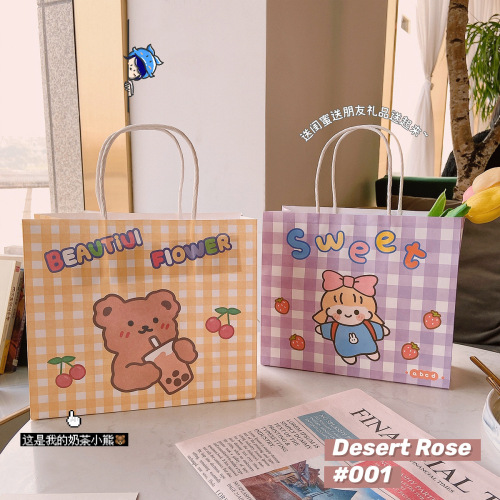 Cute Ins Exquisite gift Bag Korean Style Cartoon Paper Handbag Large Capacity Birthday Gift Gift Packaging Bag