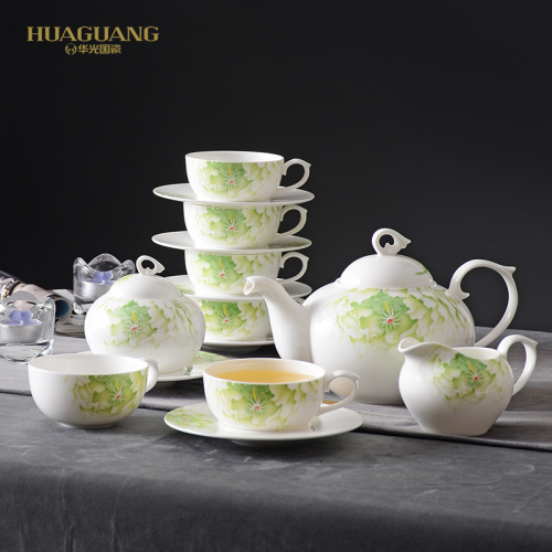 huaguang ceramic bone china tableware high temperature in-glaze decoration bowl dish plate spoon set spring garden