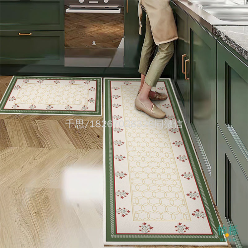 qiansi american retro kitchen special floor mat full of waterproof， oil-proof， non-slip， anti-fall and water-absorbing floor mat carpet