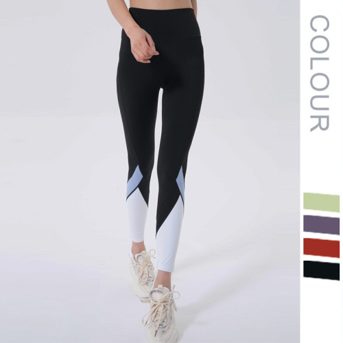 2022 New Yoga Pants European and American Nude Tight Stitching Yoga Pants Women‘s Hip Sports Fitness Pants