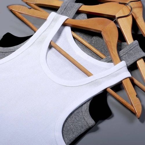 thick thread vest undershirt men‘s solid color youth slim fit breathable stretch sports summer men‘s sleeveless round neck thin