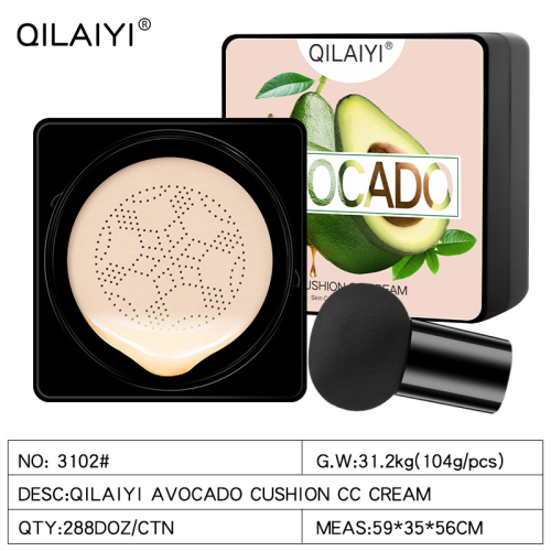 qilaiyi-3102 avocado avocado mushroom air cushion foundation moisturizing concealer natural nude makeup cross-border exclusive