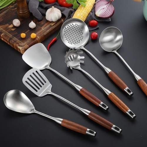 304 stainless steel spatula with wooden handle kitchenware rosewood cooking cooking cooking soup spoon colander spatula kitchen utensils set