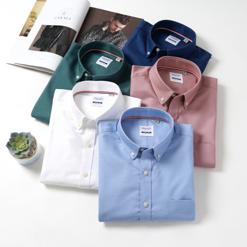 2022 New Cotton Shirt Men‘s Long-Sleeved Shirt Casual Plaid Shirt Men‘s Enzyme Washed Oxford Men‘s Shirt