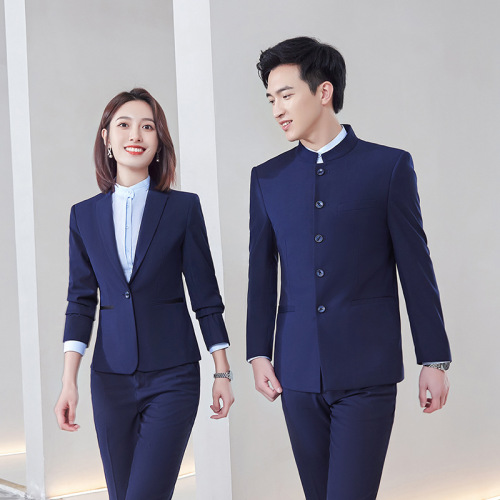 suit sales department work clothes men and women same professional suit business chinese style stand collar zhongshan suit autumn and winter