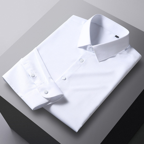 Spring and Autumn Men‘s Long-Sleeved Shirt Korean Slim Fit Professional Formal Wear Business Casual White Shirt Solid Color handsome Shirt