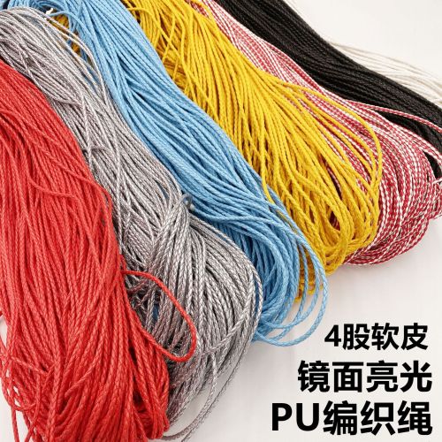 Spot Goods 3mm Soft Leather Mirror 4-Strand Pu Braided Rope Ornament Accessories Clothing Accessories