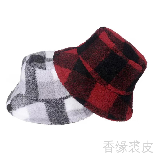 Korean Style Retro Plaid Fisherman Hat Men & Women Trendy Plaid Bucket Hat Small Face Winter