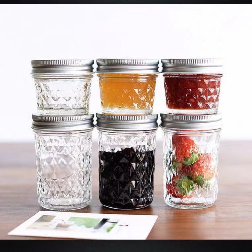 diamond mason cup thickened glass storage jar sealed with lid fish sauce bottle honey bottle bird‘s nest can bottle foreign trade