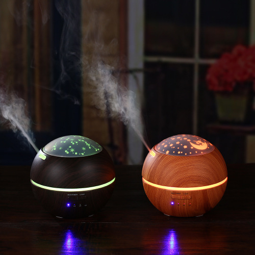 Ykuo Manufacturers Light and Shadow Wood Grain Aromatherapy Machine Air Humidifier Colorful Light Ultrasonic Atomizer Essential Oil Diffuser