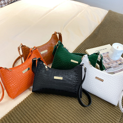 Crocodile Pattern Underarm Bag Women Bags2022 Korean Style Versatile Small Square Bag Cross-Border Wholesale Bag Women‘s Shoulder Bag